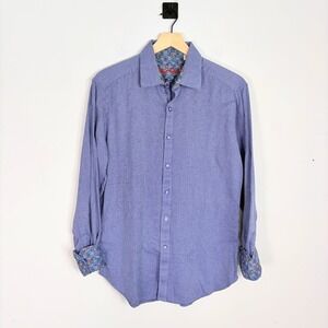 Robert Graham Men's Classic Fit Blue Pattern Long Sleeve Button Down Shirt